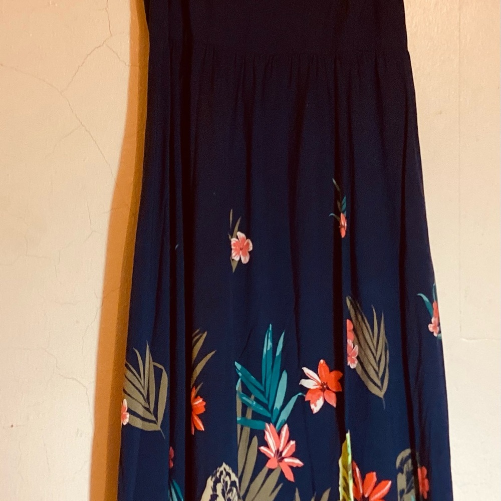 - Old Navy large Blue Tropical Maxi dress Back total stretch - Picture 4 of 9